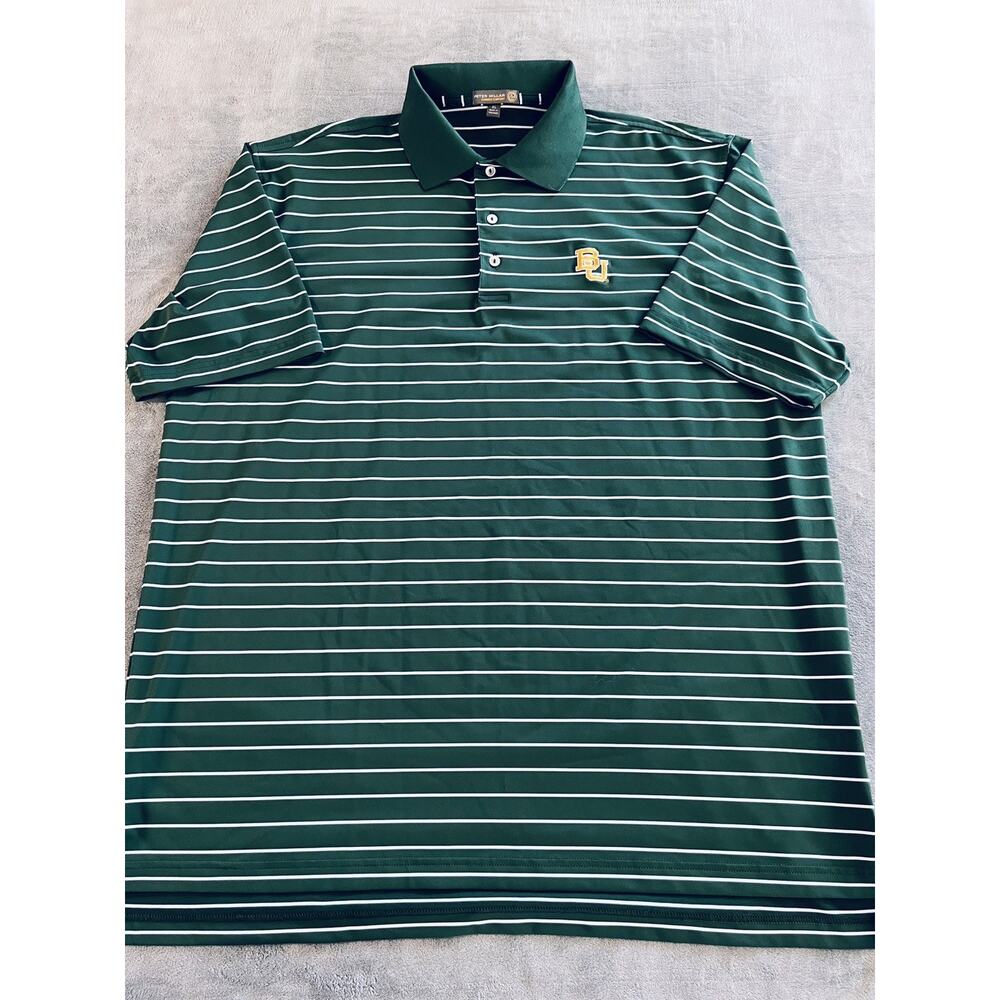 Peter Millar Summer Comfort Polo Shirt XL Green Stripe Baylor University